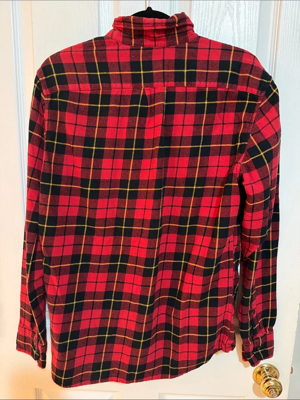 J.Crew Men’s Slim Fit Flannel Shirt Red Navy Yellow Plaid AZ837